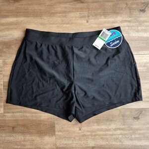 Maidenform Swim Women's Black Shorts With Built In Underwear Size Large New